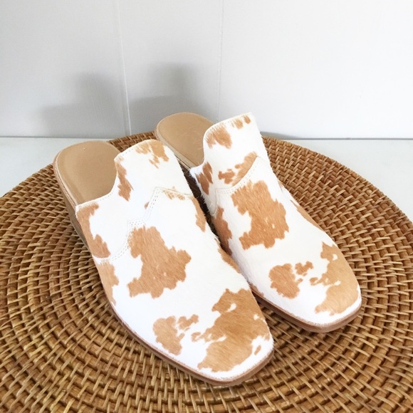 Crown Vintage Galiena Mule Slide Ons Size 7 M Cow Hair - Picture 1 of 4